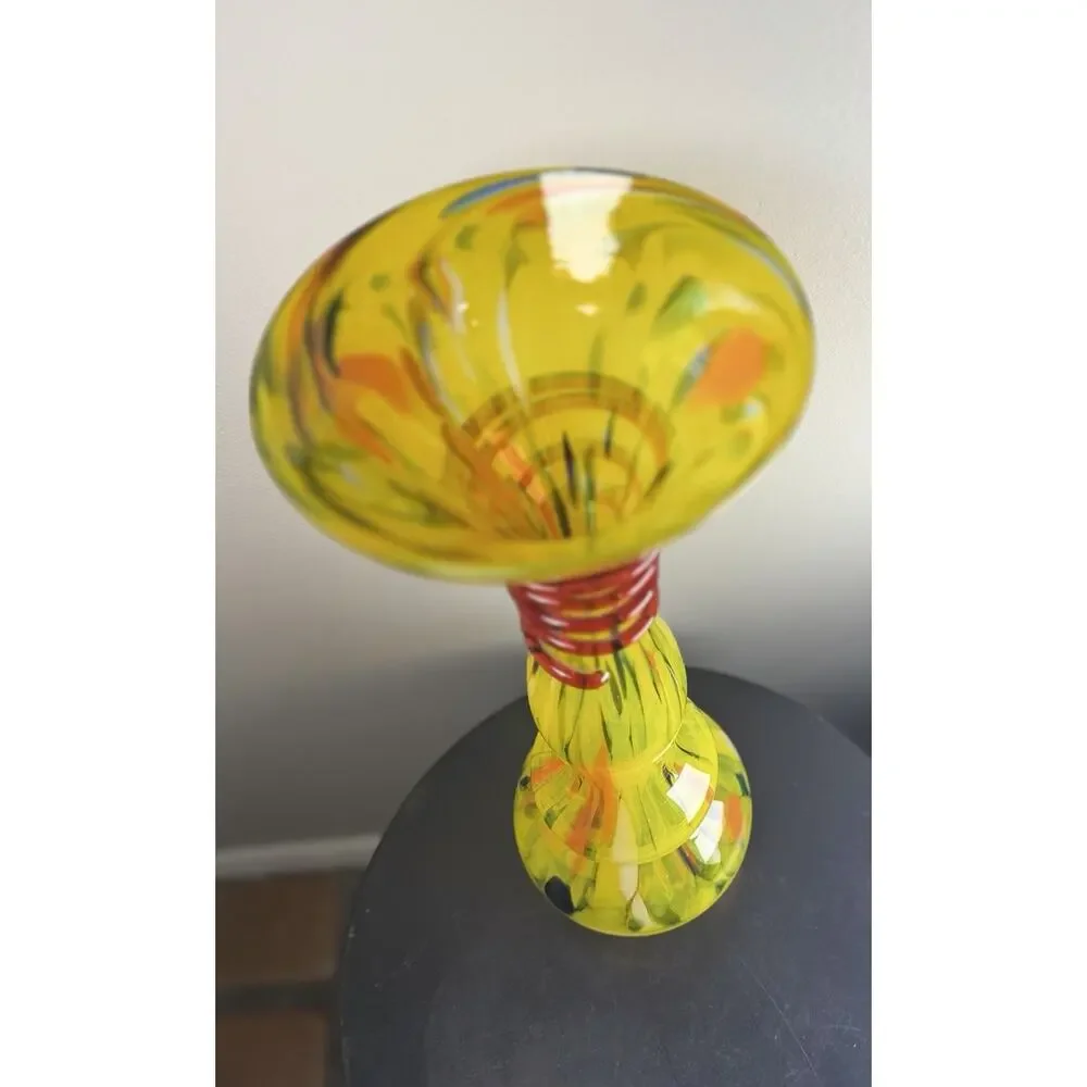 Home Essentials & Beyond Hand Blown Art Glass Trumpet Vase 17.25” Vintage